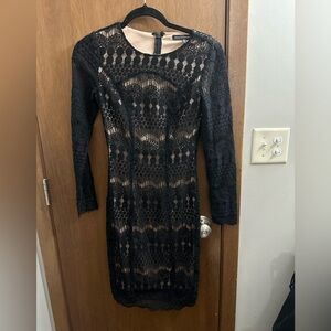 White House Black Market Black Lace Long Sleeve Dress